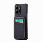 For Xiaomi Redmi Note 12 4G Global Fierre Shann Crazy Horse Card Holder Back Cover PU Phone Case(Black) - 1
