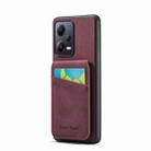 For Xiaomi Redmi Note 12 5G Global Fierre Shann Crazy Horse Card Holder Back Cover PU Phone Case(Wine Red) - 1