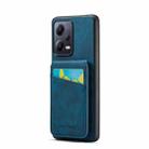 For Xiaomi Redmi Note 12 5G Global Fierre Shann Crazy Horse Card Holder Back Cover PU Phone Case(Blue) - 1