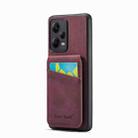 For Xiaomi Redmi Note 12 Pro 5G Global Fierre Shann Crazy Horse Card Holder Back Cover PU Phone Case(Wine Red) - 1