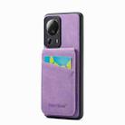 For Xiaomi 13 Lite Fierre Shann Crazy Horse Card Holder Back Cover PU Phone Case(Purple) - 1