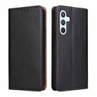 For Samsung Galaxy S23 FE 5G Fierre Shann PU Genuine Leather Texture Leather Phone Case(Black) - 1