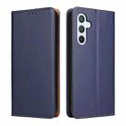 For Samsung Galaxy S23 FE 5G Fierre Shann PU Genuine Leather Texture Leather Phone Case(Blue) - 1