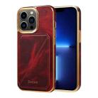 For iPhone 13 Pro Denior Oil Wax Leather Electroplating Card Slot Holder Phone Case(Red) - 1
