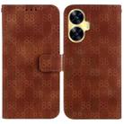 For Realme C55 Double 8-shaped Embossed Leather Phone Case(Brown) - 1