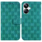 For Realme 10 Pro+ Double 8-shaped Embossed Leather Phone Case(Green) - 1