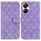For Realme 10 Pro+ Double 8-shaped Embossed Leather Phone Case(Purple) - 1