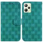 For Realme C35 Double 8-shaped Embossed Leather Phone Case(Green) - 1