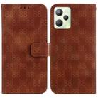 For Realme C35 Double 8-shaped Embossed Leather Phone Case(Brown) - 1