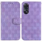 For OPPO Reno8 T 4G Double 8-shaped Embossed Leather Phone Case(Purple) - 1