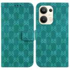 For OPPO Reno9 Pro+ Double 8-shaped Embossed Leather Phone Case(Green) - 1