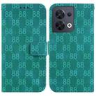For OPPO Reno8 5G Double 8-shaped Embossed Leather Phone Case(Green) - 1
