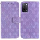 For OPPO A55 5G/A53s 5G/A54 4G/A16 Double 8-shaped Embossed Leather Phone Case(Purple) - 1