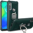 For Motorola Moto G Power Carbon Fiber Protective Case with 360 Degree Rotating Ring Holder(Green) - 1