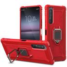 For Sony Xperia 1 II Carbon Fiber Protective Case with 360 Degree Rotating Ring Holder(Red) - 1