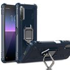 For Sony Xperia 10 II Carbon Fiber Protective Case with 360 Degree Rotating Ring Holder(Blue) - 1