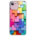 For iPhone 6s / 6 Colorful Toy Bricks Pattern Shockproof Glass Phone Case(Pink) - 1