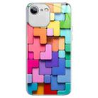 For iPhone 6s Plus / 6 Plus Colorful Toy Bricks Pattern Shockproof Glass Phone Case(Silver) - 1