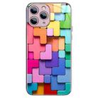 For iPhone 11 Pro Colorful Toy Bricks Pattern Shockproof Glass Phone Case(Pink) - 1