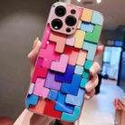 For iPhone XR Colorful Toy Bricks Pattern Shockproof Glass Phone Case(Pink) - 2