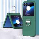 For Motorola Razr 40 Ultra Skin Feel Silicone Foldable Phone Case with Ring(Dark Green) - 1