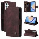 For Samsung Galaxy A34 5G Skin Feel Multi-Card Wallet Zipper Leather Phone Case(Brown) - 1