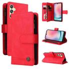 For Samsung Galaxy A24 4G / 5G / A25 5G Skin Feel Multi-Card Wallet Zipper Leather Phone Case(Red) - 1