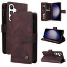 For Samsung Galaxy S24+ Skin Feel Multi-Card Wallet Zipper Leather Phone Case(Brown) - 1