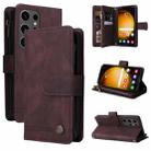 For Samsung Galaxy S24 Ultra Skin Feel Multi-Card Wallet Zipper Leather Phone Case(Brown) - 1