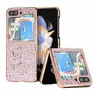 For Samsung Galaxy Z Flip5 Nano Plating Glitter PU Phone Case(Gold Pink) - 1