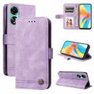 For OPPO A78 4G Skin Feel Life Tree Metal Button Leather Phone Case(Purple) - 1