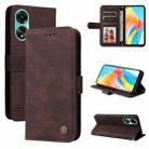 For OPPO A78 4G Skin Feel Life Tree Metal Button Leather Phone Case(Brown) - 1