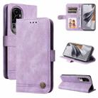 For OPPO Reno10 5G / Reno10 Pro 5G Global Skin Feel Life Tree Metal Button Leather Phone Case(Purple) - 1