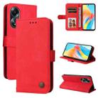 For OPPO A58 4G Skin Feel Life Tree Metal Button Leather Phone Case(Red) - 1