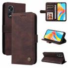 For OPPO A38 4G / A18 4G Global Skin Feel Life Tree Metal Button Leather Phone Case(Brown) - 1