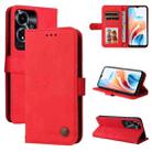 For OPPO A59 5G / A2m Skin Feel Life Tree Metal Button Leather Phone Case(Red) - 1