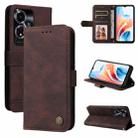 For OPPO A59 5G / A2m Skin Feel Life Tree Metal Button Leather Phone Case(Brown) - 1