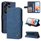 For OPPO A59 5G / A2m Skin Feel Life Tree Metal Button Leather Phone Case(Blue) - 1