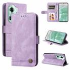 For  OPPO Reno11 5G Global Skin Feel Life Tree Metal Button Leather Phone Case(Purple) - 1