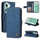 For  OPPO Reno11 5G Global Skin Feel Life Tree Metal Button Leather Phone Case(Blue) - 1