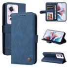 For OPPO Reno11 F Global / F25 Pro Global Skin Feel Life Tree Metal Button Leather Phone Case(Blue) - 1