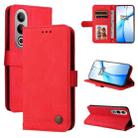 For OPPO K12 Skin Feel Life Tree Metal Button Leather Phone Case(Red) - 1