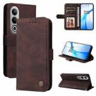 For OPPO K12 Skin Feel Life Tree Metal Button Leather Phone Case(Brown) - 1