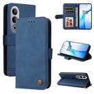 For OPPO K12 Skin Feel Life Tree Metal Button Leather Phone Case(Blue) - 1