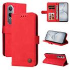 For OPPO K12x Skin Feel Life Tree Metal Button Leather Phone Case(Red) - 1