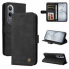For OPPO K12x Skin Feel Life Tree Metal Button Leather Phone Case(Black) - 1