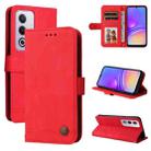 For OPPO A3 Pro 5G Global / India Skin Feel Life Tree Metal Button Leather Phone Case(Red) - 1