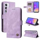 For OPPO A3 Pro 5G Global / India Skin Feel Life Tree Metal Button Leather Phone Case(Purple) - 1