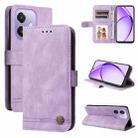 For OPPO A3x 4G / A3x 5G India Skin Feel Life Tree Metal Button Leather Phone Case(Purple) - 1