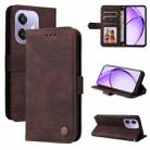 For OPPO A3x 4G / A3x 5G India Skin Feel Life Tree Metal Button Leather Phone Case(Brown) - 1